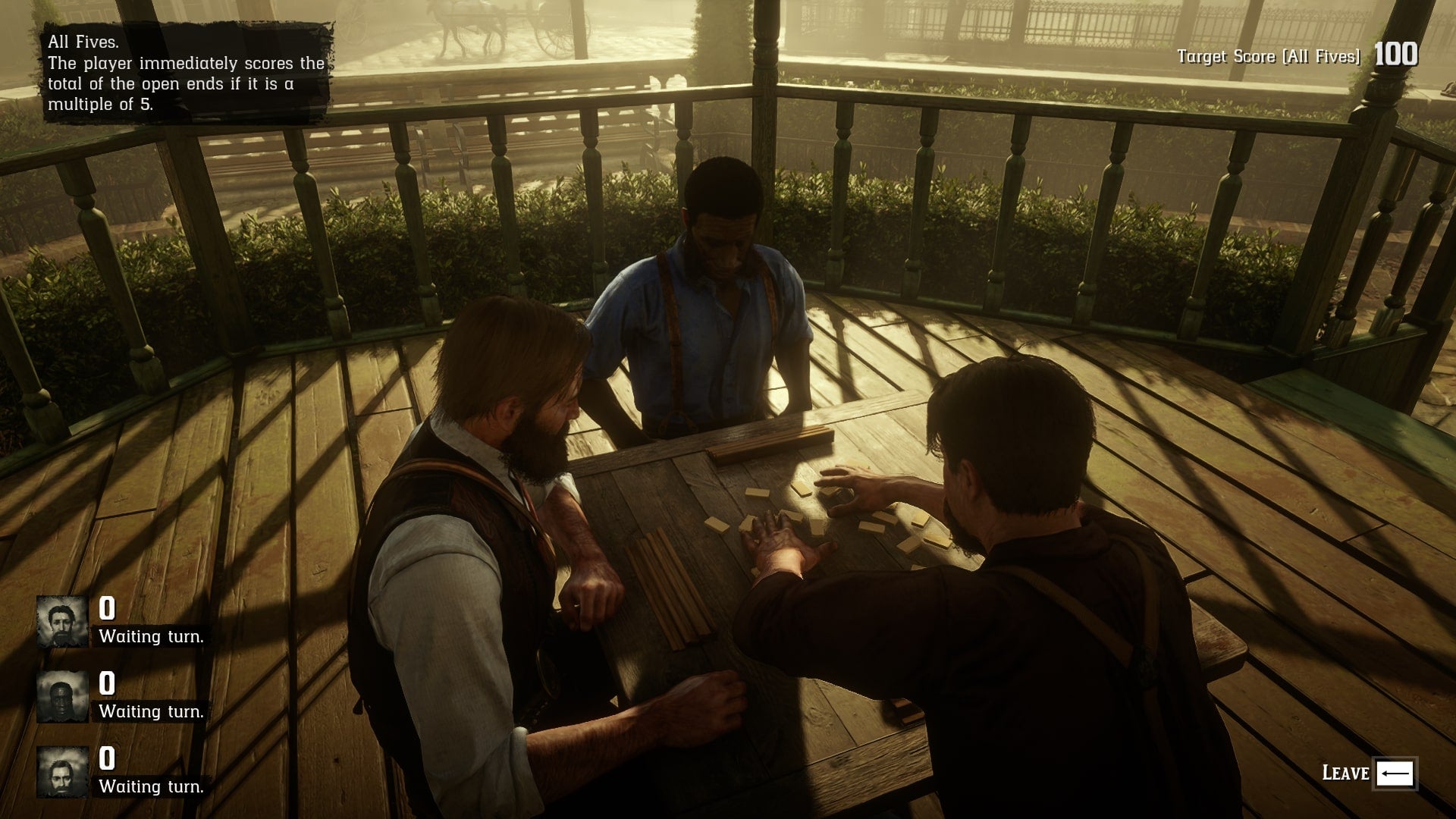 Артур играет в домино в Сен-Дени в Red Dead Redemption 2