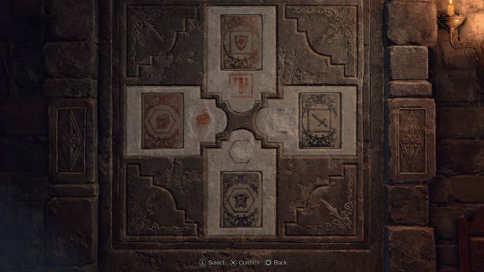 The solution to the Lithographic Stones puzzle in Resident Evil 4 Remake is shown