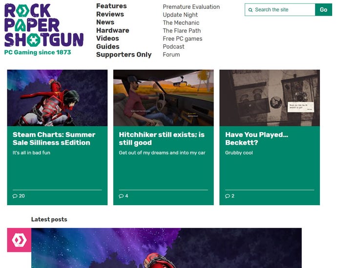 The RPS homepage as it appeared in July 2018