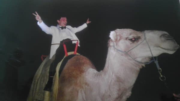 Jim Lee on a camel