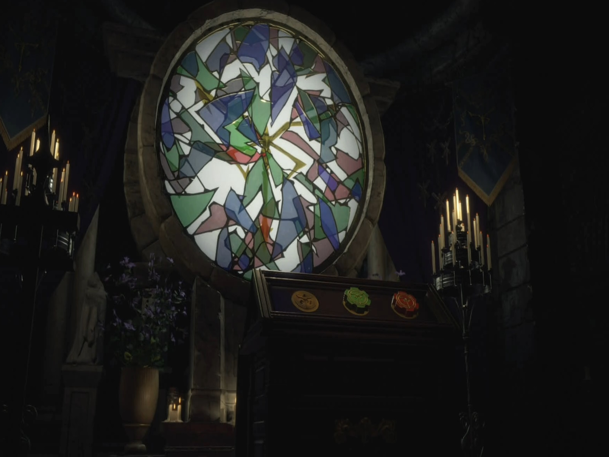 Resident Evil 4 church puzzle, How to solve stained glass window