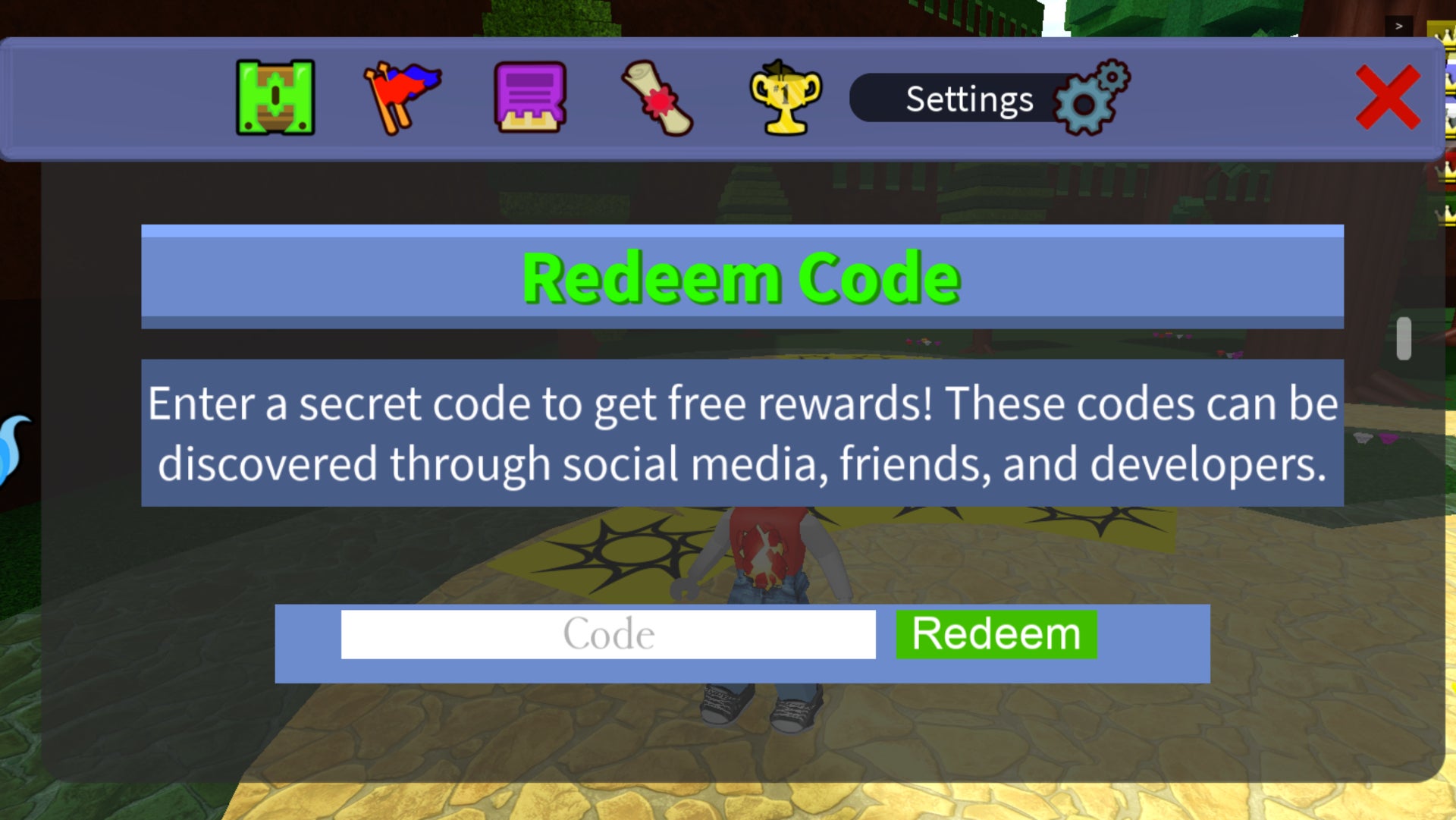    Roblox Build A Boat Code Redemption Menu 