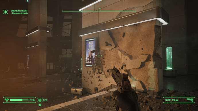 robocop: اسکرین شات شهر سرکش که دیوارهای در حال انفجار را نشان می دهد