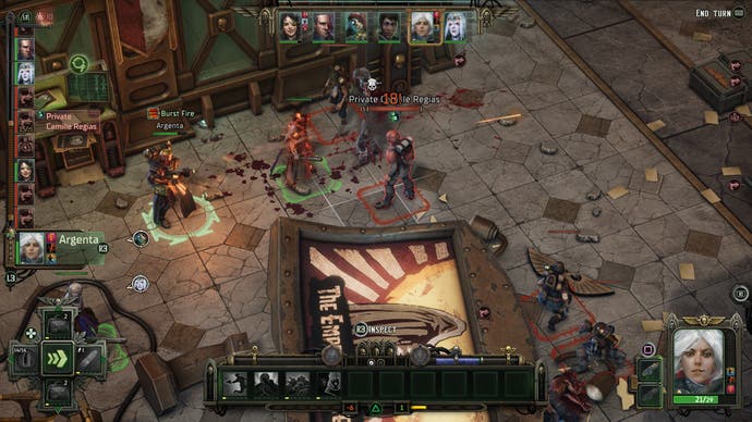 اسکرین شات Rogue Trader که صحنه نبرد را نشان می دهد.
