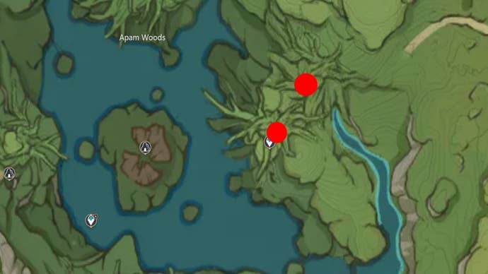 Rukkhashava Lieu de champignons: une carte montrant les emplacements Rukkhashava dans les bois orientaux de l'apam