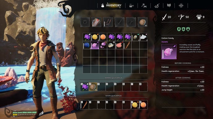 A character inventory screen in To The Star