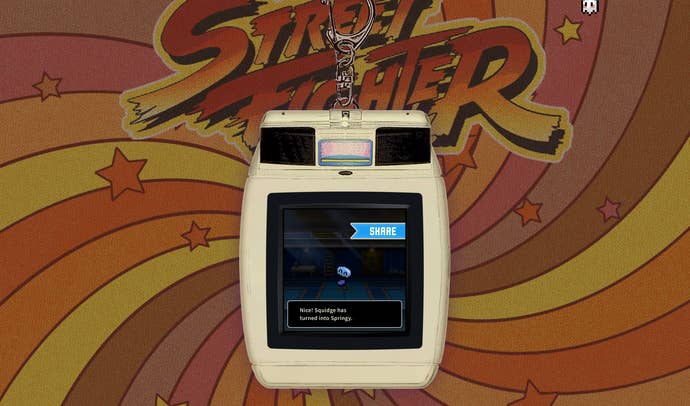 A screenshot of your digital Street Fighter VI pet from Capcom's Buckler's Boot Camp companion site