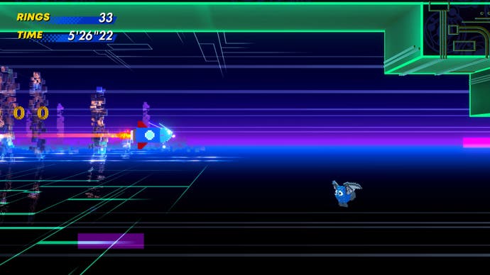 Sonic se transforma en un cohete en Cyber ​​Station Zone