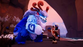 A young boy approaches a magical yeti with large horns in Song Of Nunu: A League Of Legends Story
