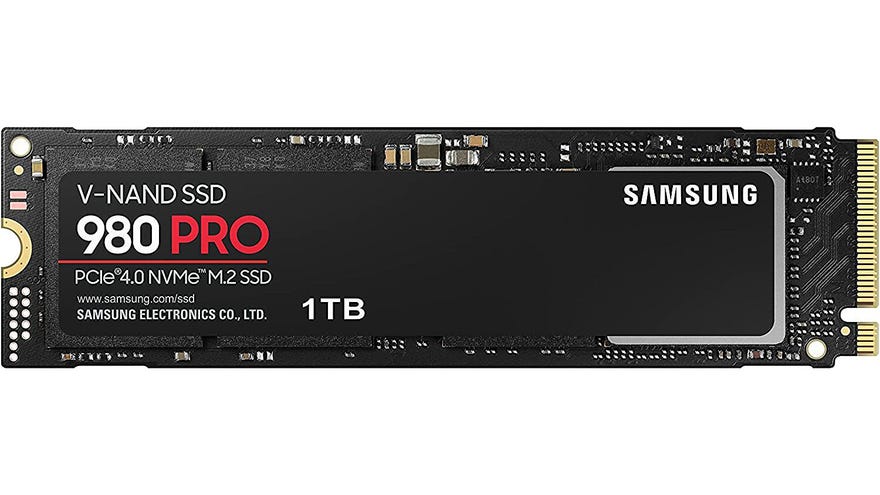 samsung 980 pro nvme pcie 4.0 ssd, shown in a 1tb capacity.