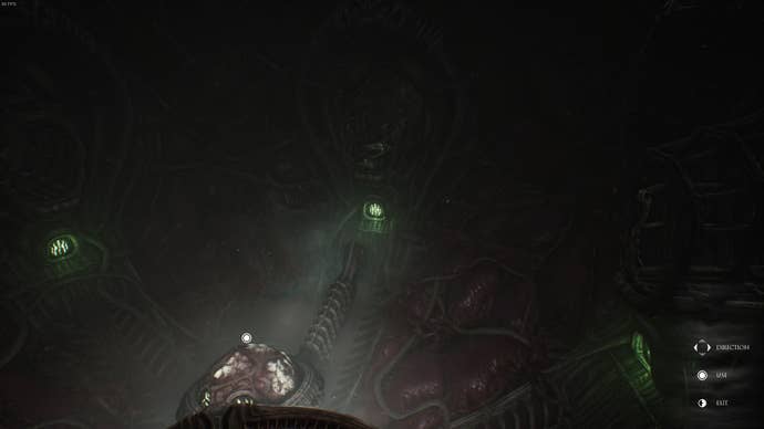 A jet of acid is positioned underneath a tunnel of corpses in Act 2 of Scorn