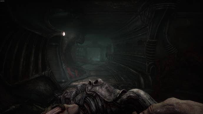 The player looks down a new route in Act 4 of Scorn