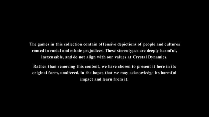 Cảnh báo Crystal Dynamics đã được thêm vào Tomb Raider 1-3 Remastered để thảo luận về nội dung xúc phạm trong trò chơi.