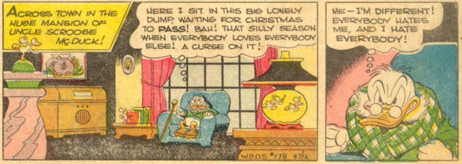 Two panels featuring Scrooge McDuck
