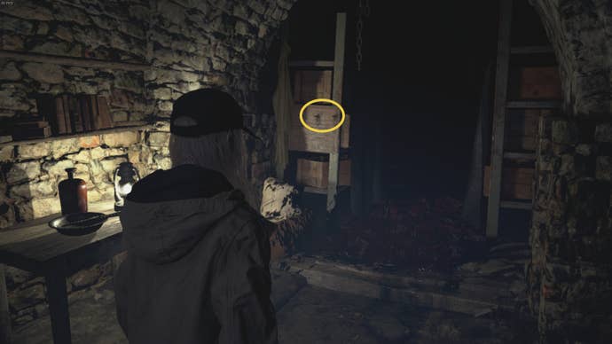 Rose Winters looks toward where a Cell Key sits in Resident Evil Village's Shadows of Rose DLC
