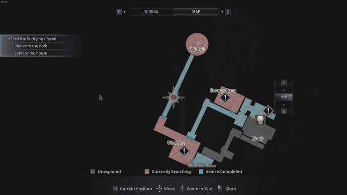 The map of Beneviento House in Resident Evil Village's Shadows of Rose DLC