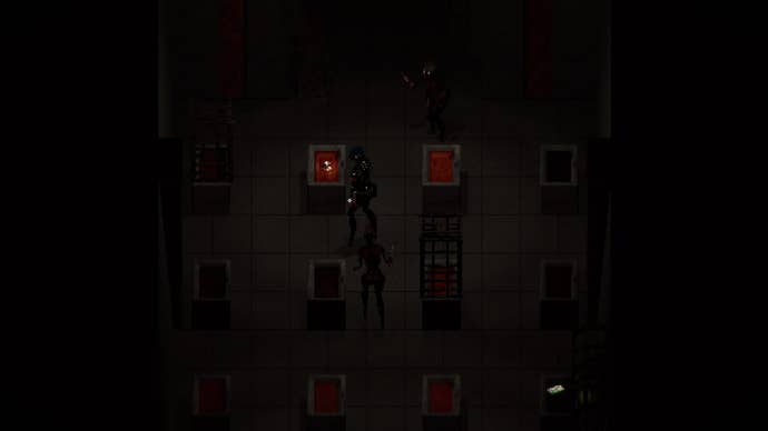 A room in Signalis with multiple sinks, and a small doll item
