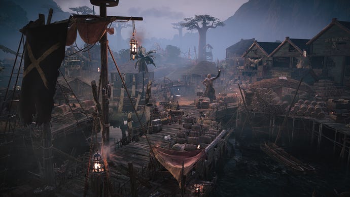 Prestazioni e impostazioni migliori per Skull and Bones su PC 4 The bustling pirate hub of Sainte-Anne in Skull and Bones.