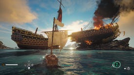 A view of a huge, broken sailing ship in in Ubisoft's open world game Skull And Bones