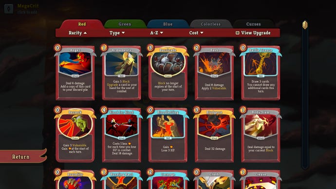 A set of cards in Slay The Spire