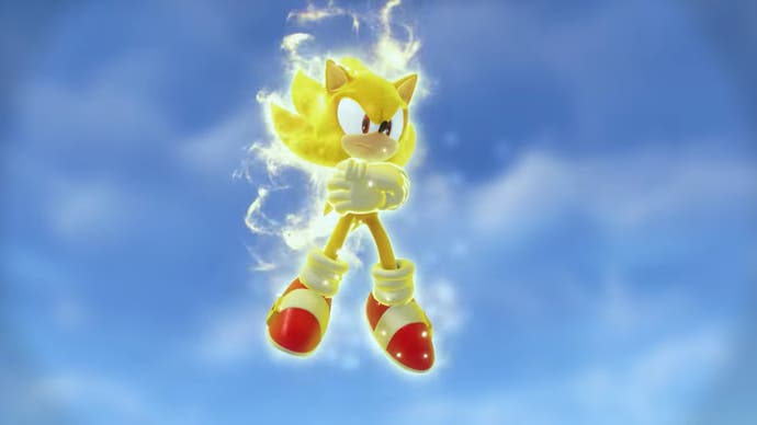 Super Sonic floats in the sky in Sonic Frontiers