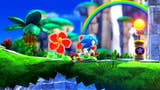 Sonic in Sonic Superstars with rainbow