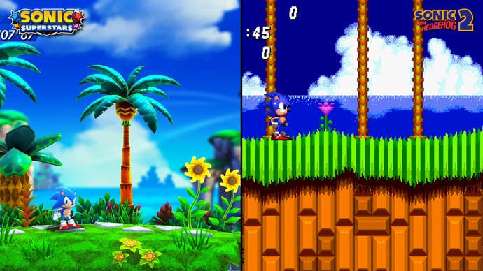 sonic superstars vs sonic 2 in terms of visual identity is quite similar