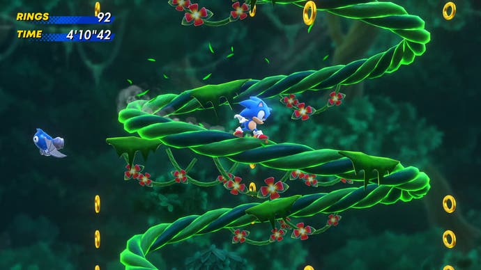 sonic superstars screenshot showing a jungle slide