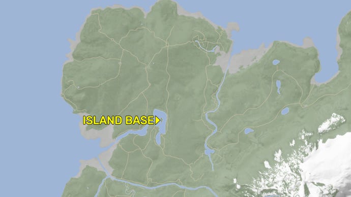 A map denoting the location of am island base location in Sons of the Forest.