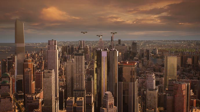 A photo of NYC in Spider-Man 2, showing tons of skyscrapers with plenty of detail and realistic lighting. This is a fantastic-looking game, with the city as a primary character alongside Miles and Peter.