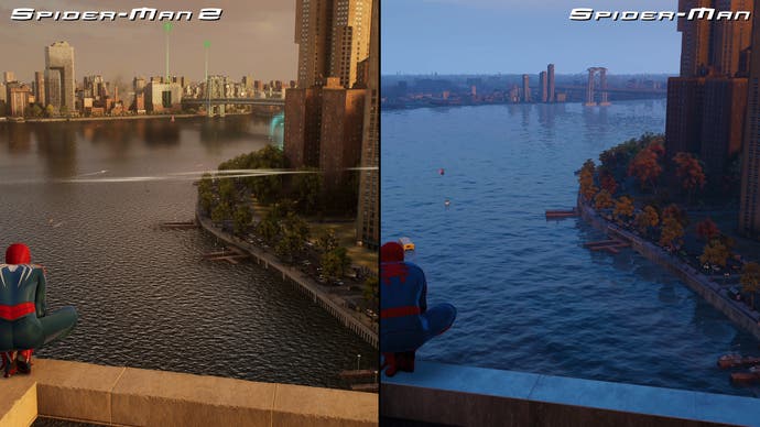 Spider-Man 2's rough choppy water compared to Spider-Man 1
