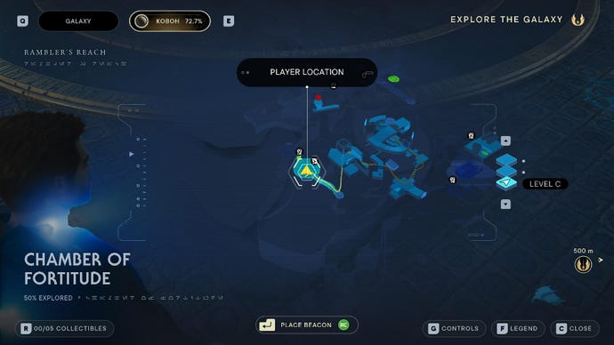 Captura de pantalla de Star Wars Jedi Survivor que muestra la ubicación de Anoth Estra en el mapa