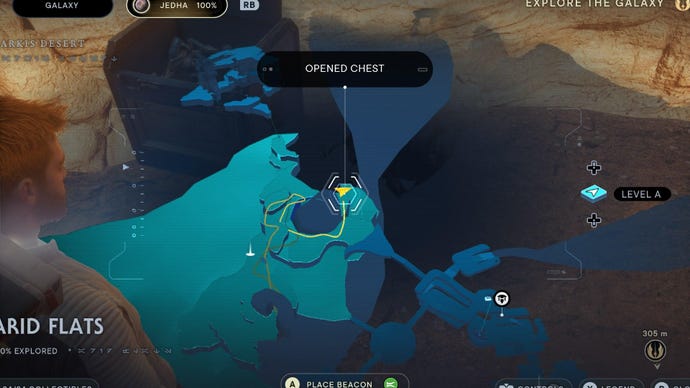 Star Wars Jedi Survivor image showing the location of a chest on the map.