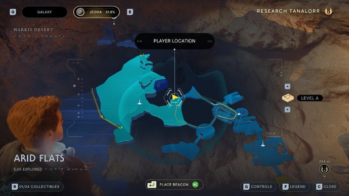 Star Wars Jedi Survivor screenshot showing the location of a databank on the map.