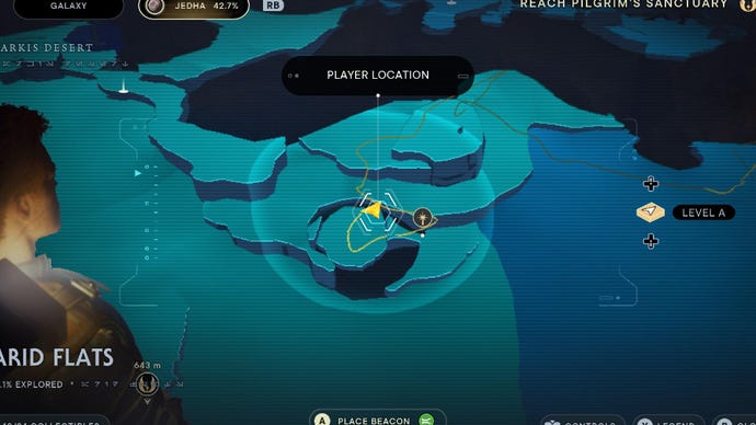 Star Wars Jedi Survivor screenshot showing the location of a databank on the map.