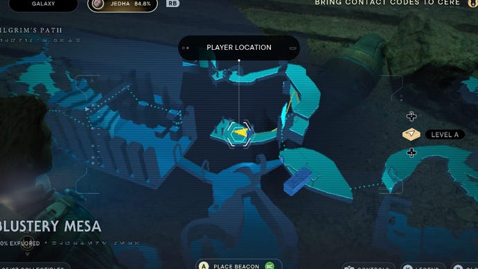 Star Wars Jedi: Survivor screenshot showing the location of a Force Tear on the map.