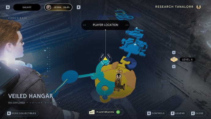 Star Wars Jedi Survivor screenshot showing the location of a force echo on the map.