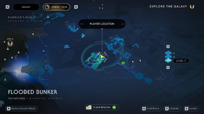 Star Wars Jedi Survivor screenshot showing the location of a Health Essence on the map.