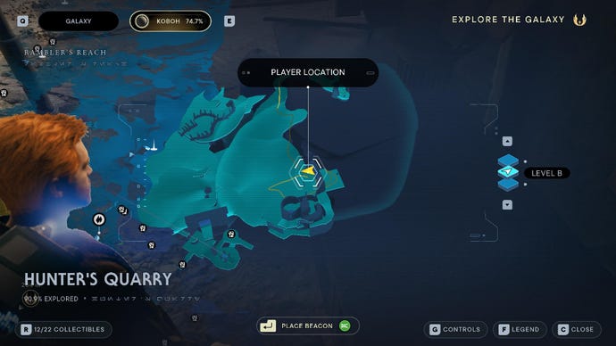 Star Wars Jedi Survivor screenshot showing the location of a Databank on the map.