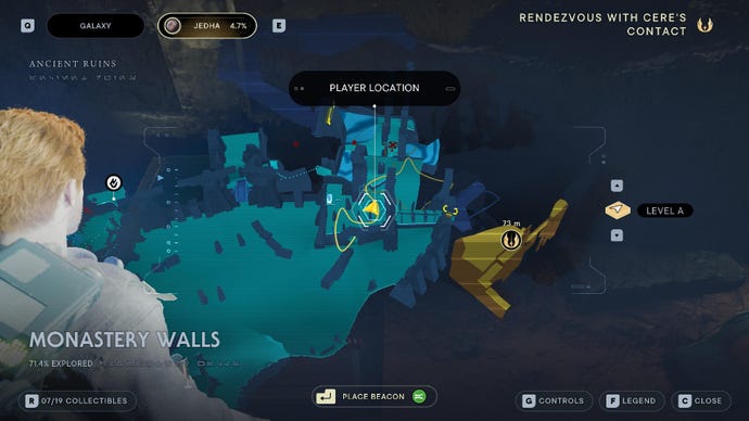 Star Wars Jedi Survivor screenshot showing the location of a chest on the map.