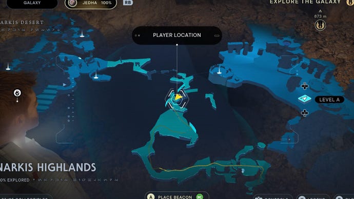 Star Wars Jedi Survivor screenshot showing the location of a Jedha Scroll on the map.