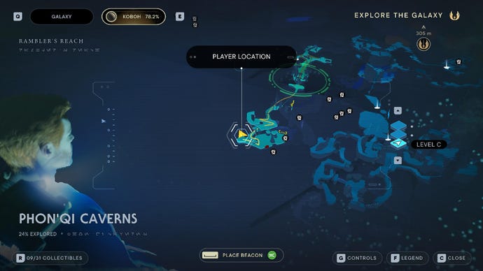 Star Wars Jedi Survivor screenshot showing the location of a Datadisc on the map.