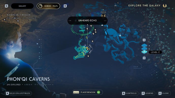 Star Wars Jedi Survivor screenshot showing the location of a Databank on the map.