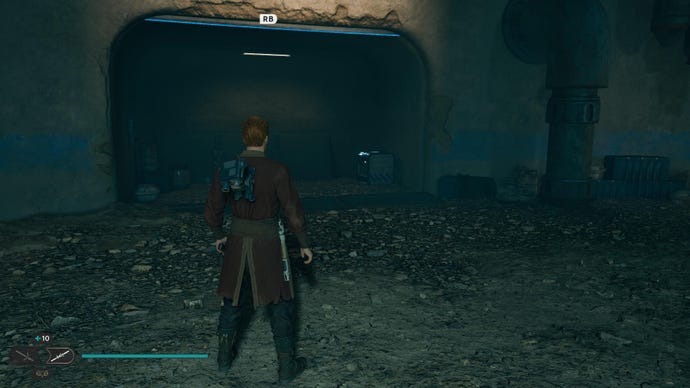 Star Wars Jedi Survivor screenshot showing Cal stood near a chest.