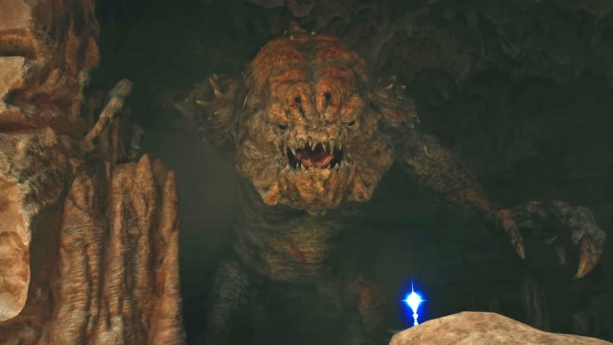 Star Wars Jedi Survivor image showing the Rancor roaring in its cave.