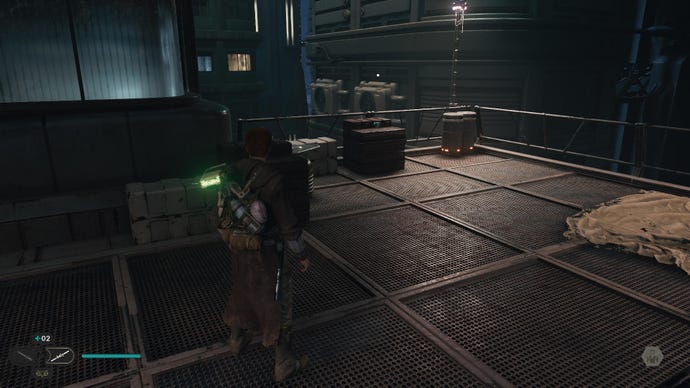 Star Wars Jedi Survivor screenshot showing Cal stood next to a Priorite Shard.