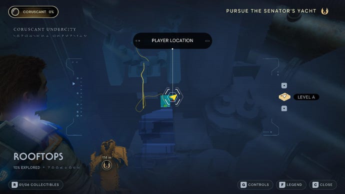 Star Wars Jedi: Survivor screenshot showing the location of a chest on the map.