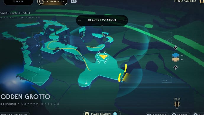 Star Wars Jedi Survivor screenshot showing the location of a Force Echo on the map.