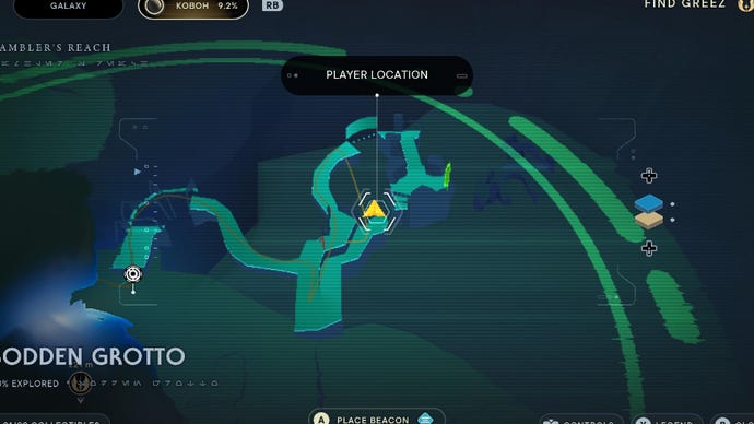 Star Wars Jedi Survivor screenshot showing the location of a Priorite Shard on the map.