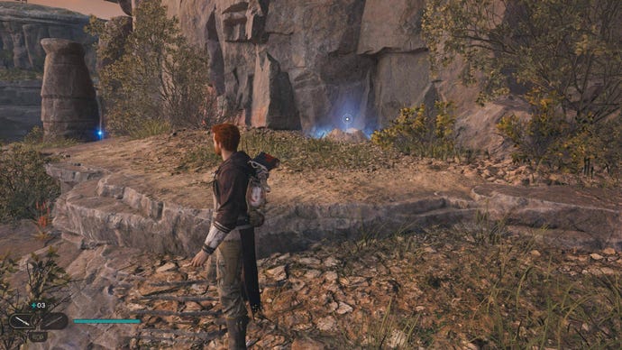 Star Wars Jedi Survivor screenshot showing Cal near a Force Echo.
